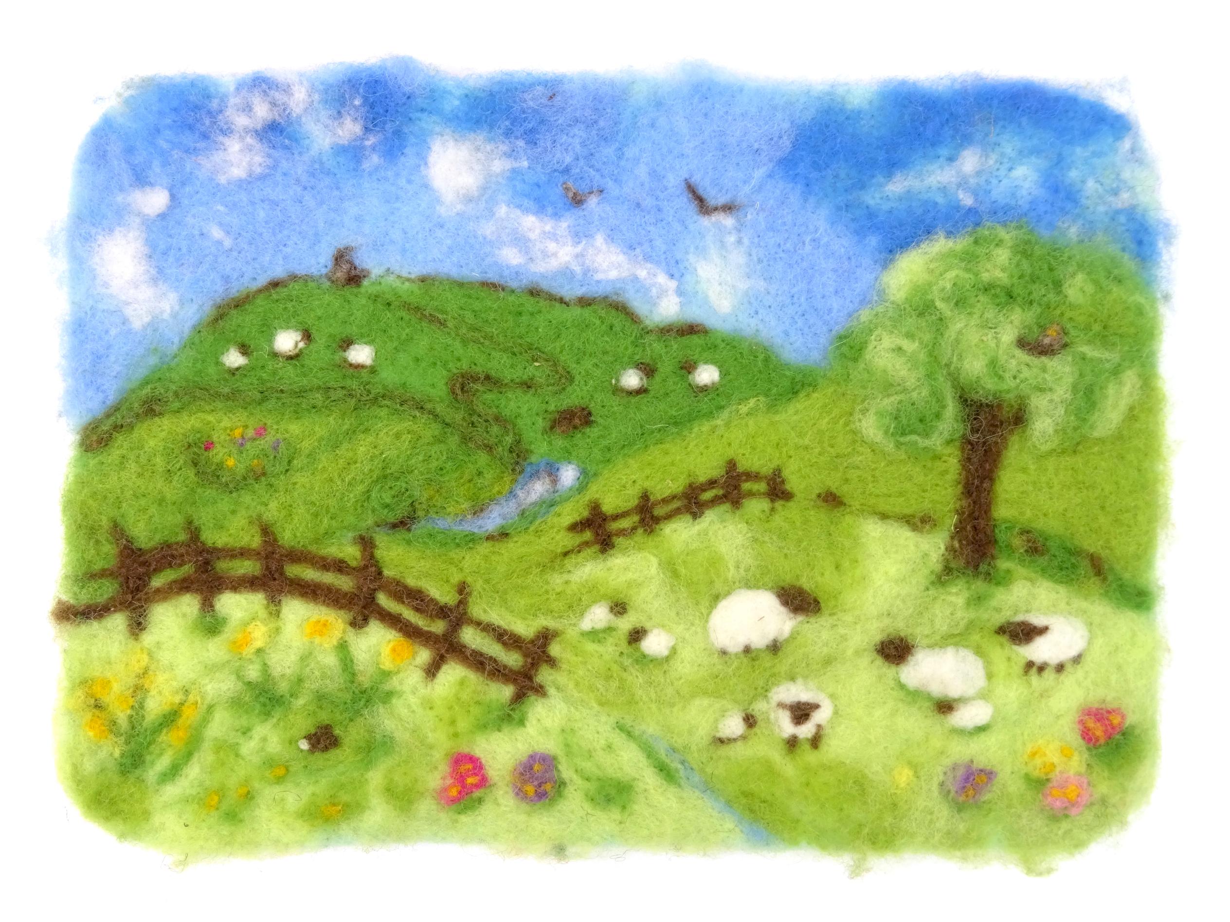 Needle Felting Rolling Hills of Ireland Felting Fiber Arts